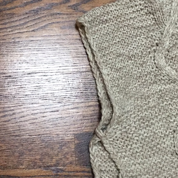 Beige Cowl Neck Cable Poncho - Picture 7 of 8